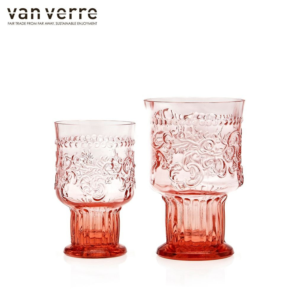Barvni kozarec goblet Fleur de Lys 300ml roza