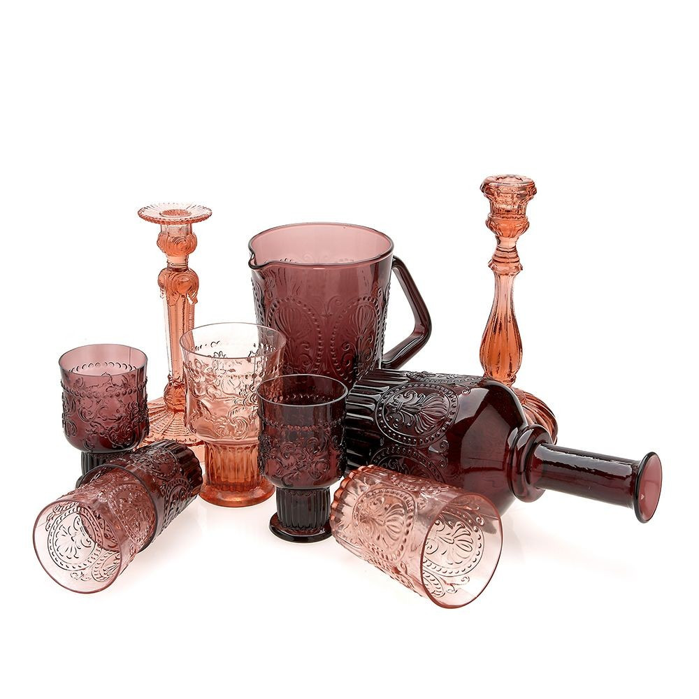 Barvni kozarec goblet Fleur de Lys 300ml roza