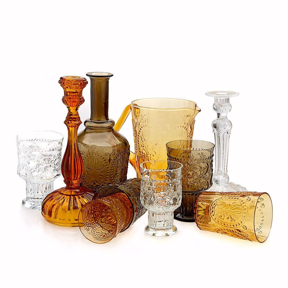 Barvni kozarec goblet Fleur de Lys 300ml rumena